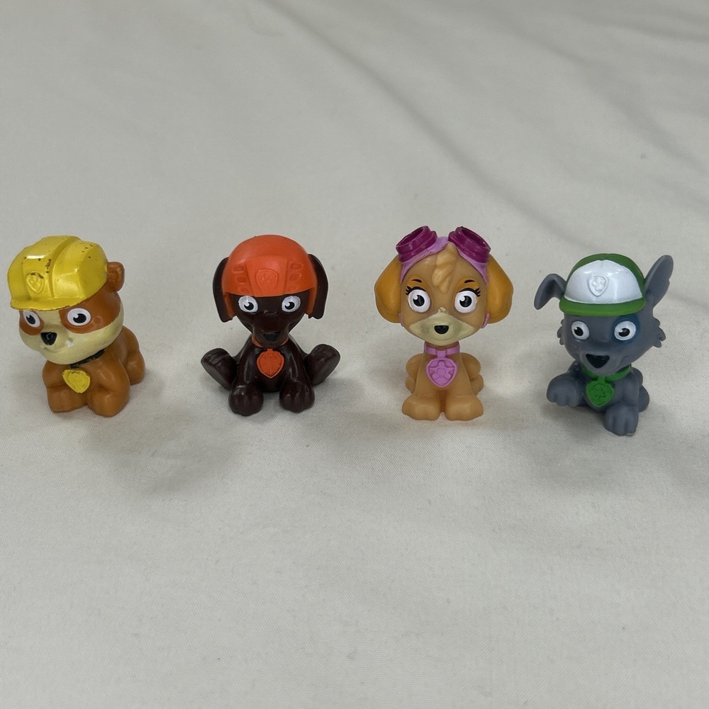 4 Paw Patrol Cake Topper PVC Figurines Rocky, Sky, Rumble, Zuma